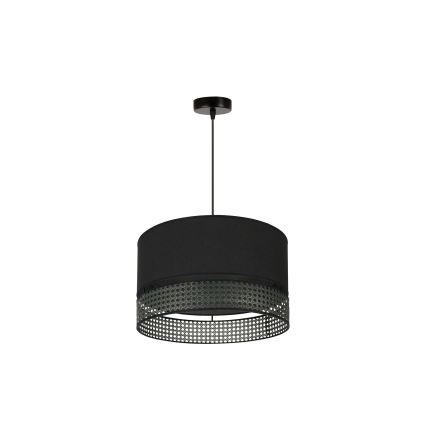 Duolla - Lámpara colgante DOUBLE RATTAN 1xE27/15W/230V diá. 40 cm negro