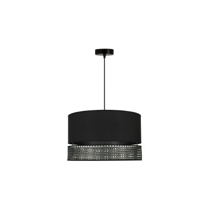 Duolla - Lámpara colgante DOUBLE RATTAN 1xE27/15W/230V diá. 40 cm negro