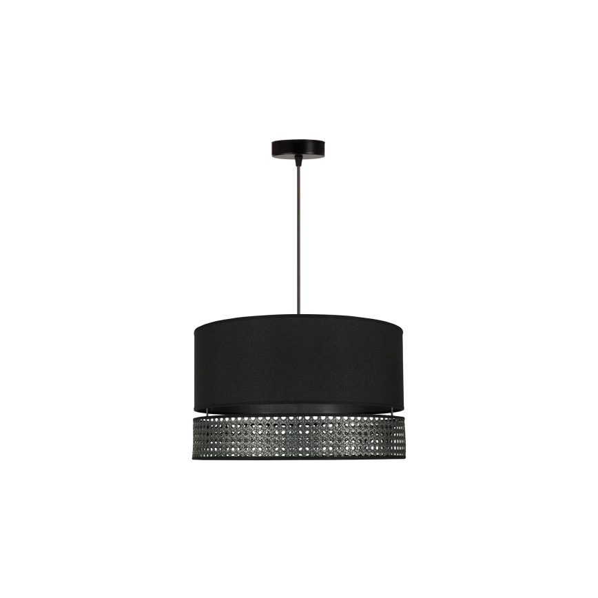 Duolla - Lámpara colgante DOUBLE RATTAN 1xE27/15W/230V diá. 40 cm negro