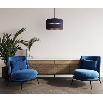 Duolla - Lámpara colgante DUO 1xE27/15W/230V diá. 40 cm azul/dorado