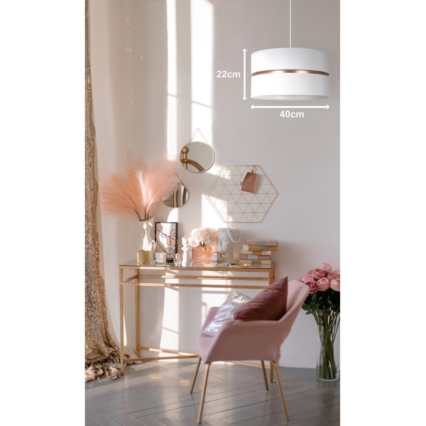 Duolla - Lámpara colgante DUO 1xE27/15W/230V diá. 40 cm blanco/dorado