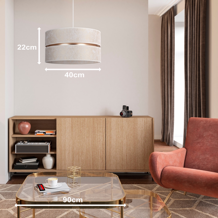 Duolla - Lámpara colgante DUO 1xE27/15W/230V diá. 40 cm blanco/dorado