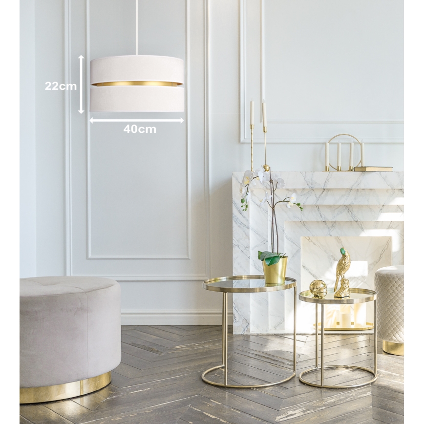 Duolla - Lámpara colgante DUO 1xE27/15W/230V diá. 40 cm color crema/dorado