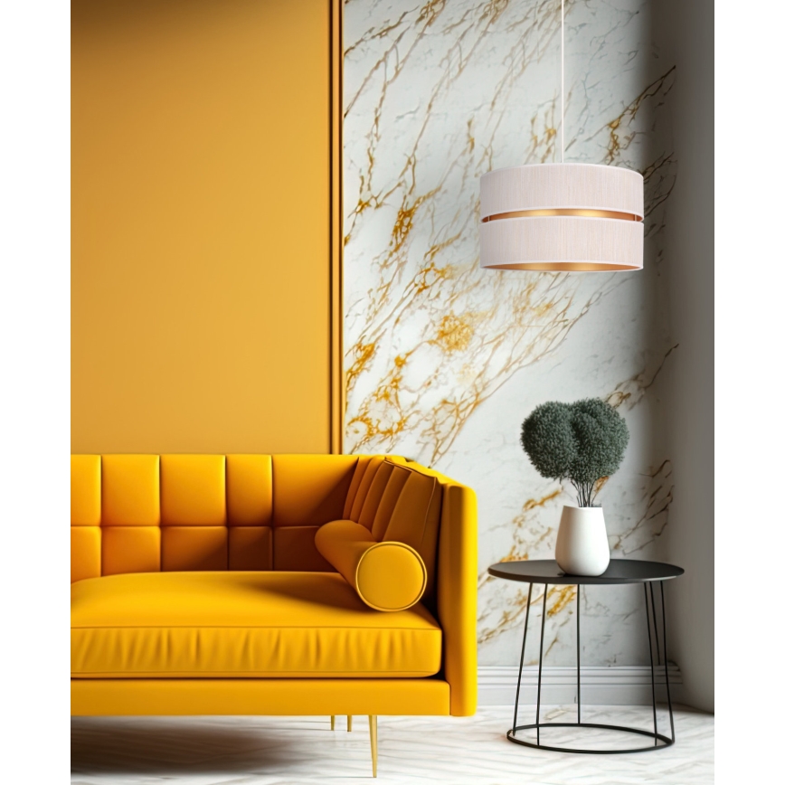 Duolla - Lámpara colgante DUO 1xE27/15W/230V diá. 40 cm color crema/dorado