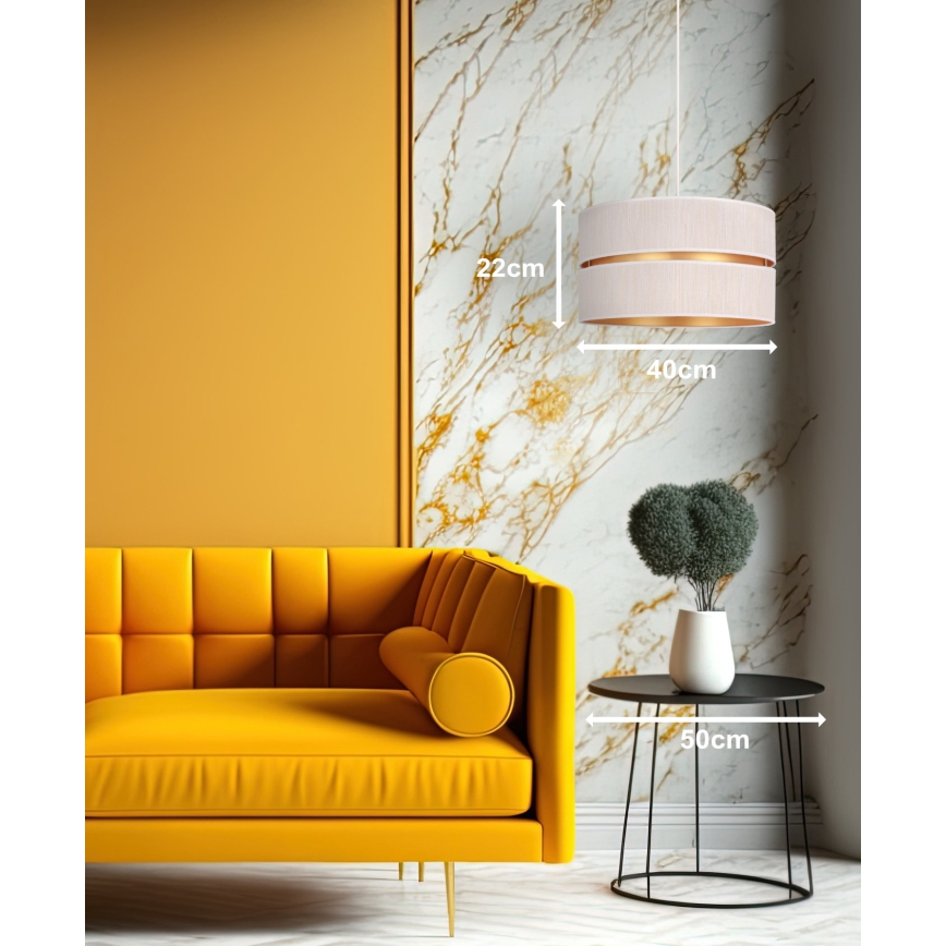 Duolla - Lámpara colgante DUO 1xE27/15W/230V diá. 40 cm color crema/dorado