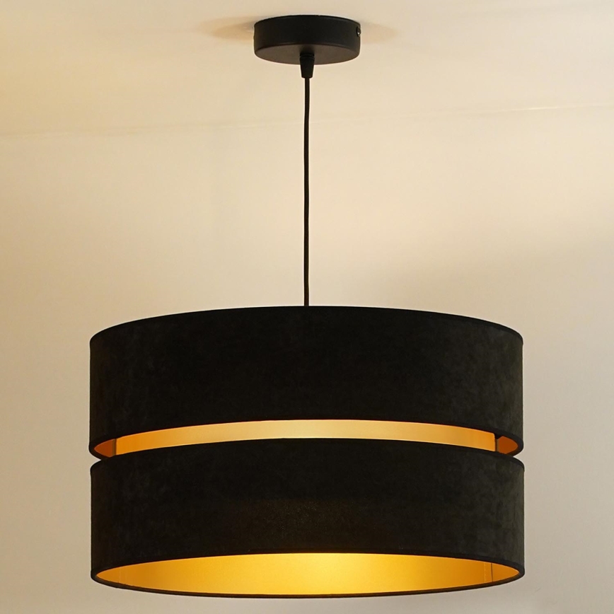 Duolla - Lámpara colgante DUO 1xE27/15W/230V diá. 40 cm negro/dorado