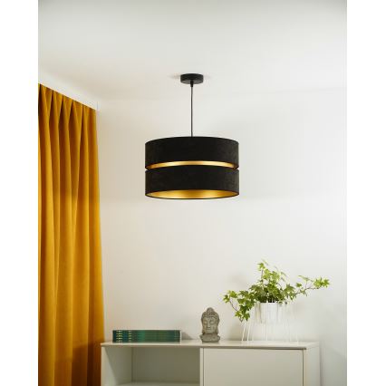 Duolla - Lámpara colgante DUO 1xE27/15W/230V diá. 40 cm negro/dorado