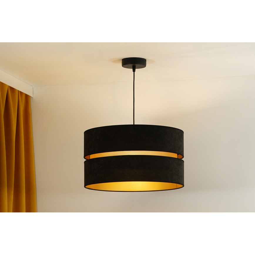 Duolla - Lámpara colgante DUO 1xE27/15W/230V diá. 40 cm negro/dorado