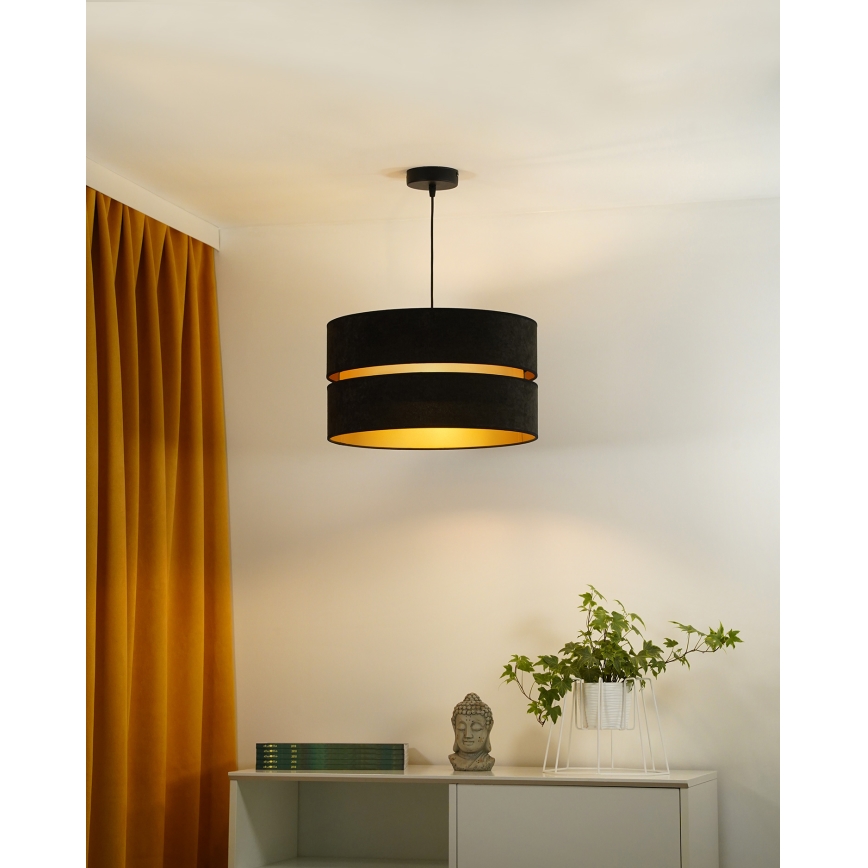 Duolla - Lámpara colgante DUO 1xE27/15W/230V diá. 40 cm negro/dorado