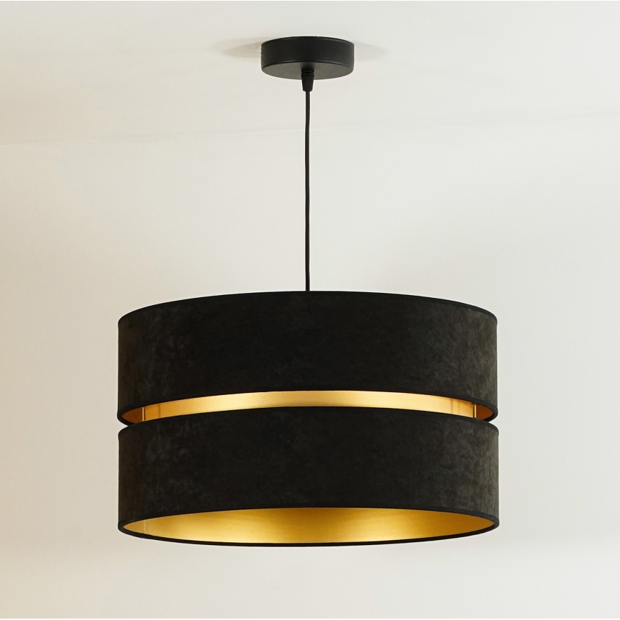 Duolla - Lámpara colgante DUO 1xE27/15W/230V diá. 40 cm negro/dorado