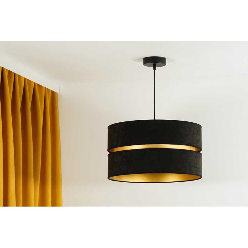 Duolla - Lámpara colgante DUO 1xE27/15W/230V diá. 40 cm negro/dorado