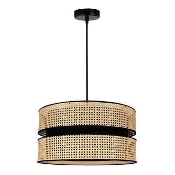 Duolla - Lámpara colgante DUO 1xE27/15W/230V diá. 40 cm ratán/negro