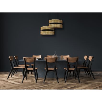 Duolla - Lámpara colgante DUO 1xE27/15W/230V diá. 40 cm ratán/negro