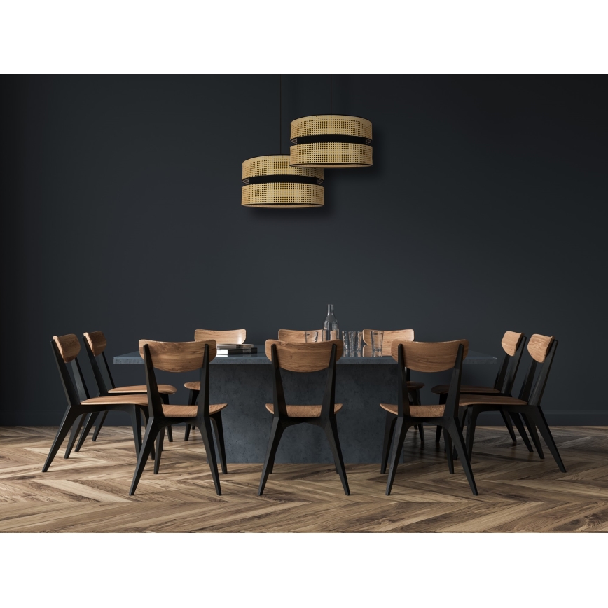 Duolla - Lámpara colgante DUO 1xE27/15W/230V diá. 40 cm ratán/negro
