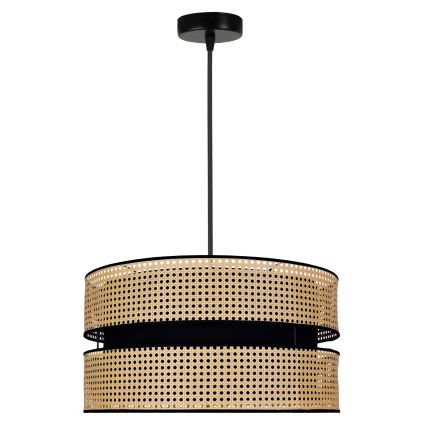 Duolla - Lámpara colgante DUO 1xE27/15W/230V diá. 40 cm ratán/negro
