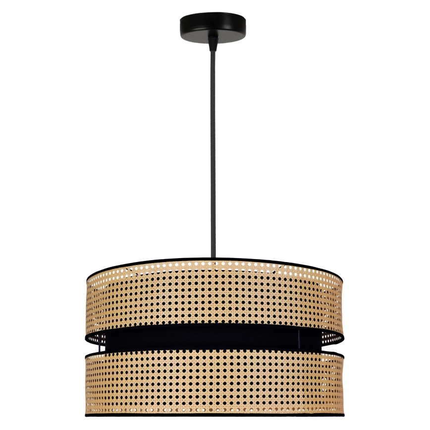 Duolla - Lámpara colgante DUO 1xE27/15W/230V diá. 40 cm ratán/negro