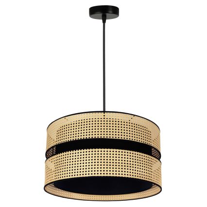 Duolla - Lámpara colgante DUO 1xE27/15W/230V diá. 40 cm ratán/negro