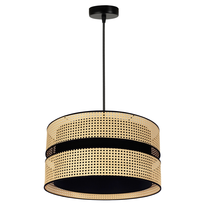 Duolla - Lámpara colgante DUO 1xE27/15W/230V diá. 40 cm ratán/negro