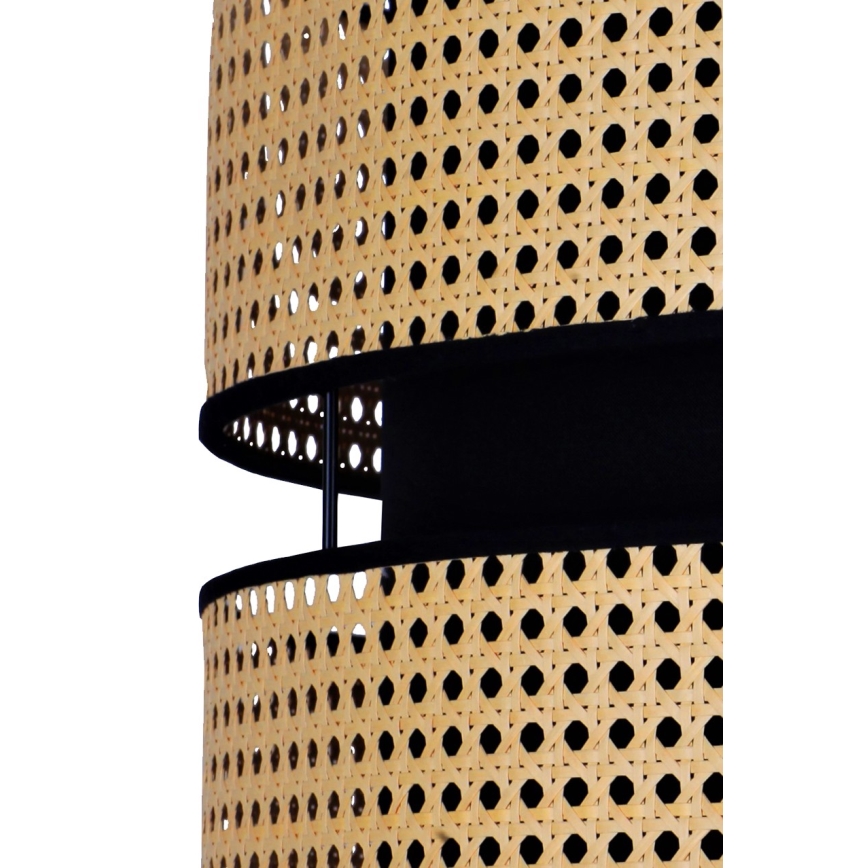 Duolla - Lámpara colgante DUO 1xE27/15W/230V diá. 40 cm ratán/negro