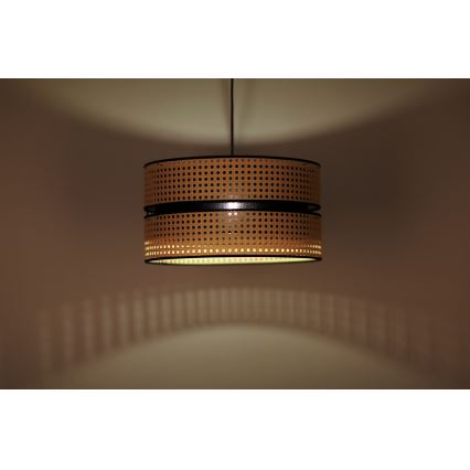 Duolla - Lámpara colgante DUO 1xE27/15W/230V diá. 40 cm ratán/negro