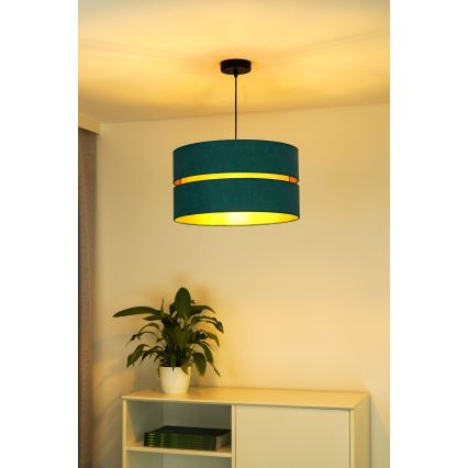 Duolla - Lámpara colgante DUO 1xE27/15W/230V diá. 40 cm turquesa/dorado
