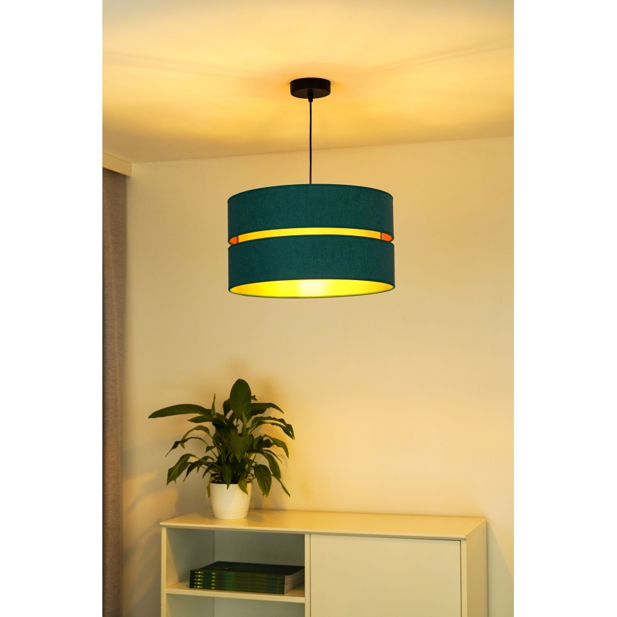 Duolla - Lámpara colgante DUO 1xE27/15W/230V diá. 40 cm turquesa/dorado