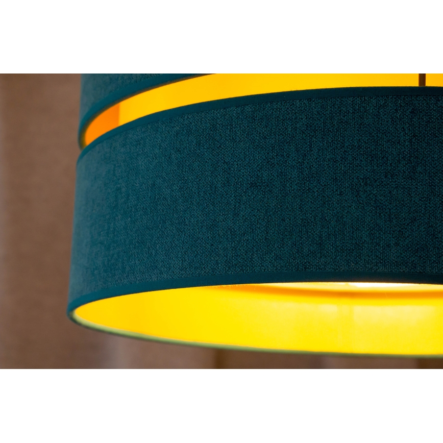 Duolla - Lámpara colgante DUO 1xE27/15W/230V diá. 40 cm turquesa/dorado
