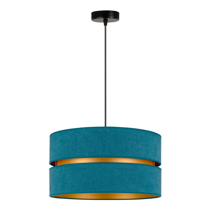 Duolla - Lámpara colgante DUO 1xE27/15W/230V diá. 40 cm turquesa/dorado