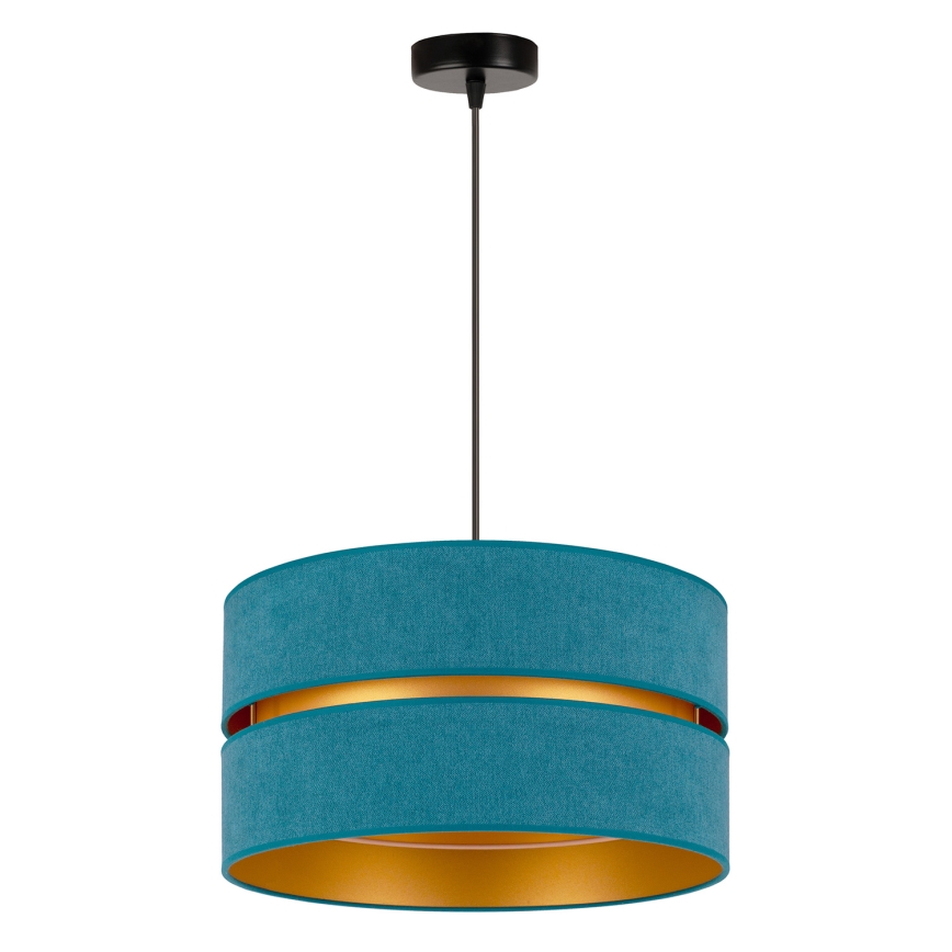 Duolla - Lámpara colgante DUO 1xE27/15W/230V diá. 40 cm turquesa/dorado