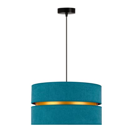 Duolla - Lámpara colgante DUO 1xE27/15W/230V diá. 40 cm turquesa/dorado
