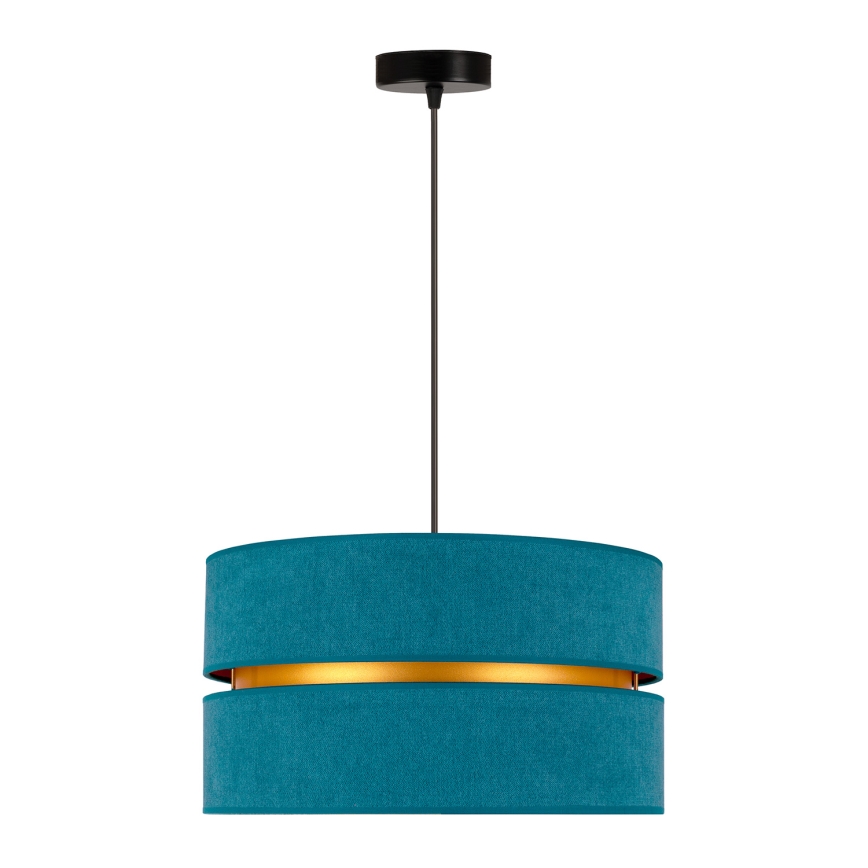 Duolla - Lámpara colgante DUO 1xE27/15W/230V diá. 40 cm turquesa/dorado