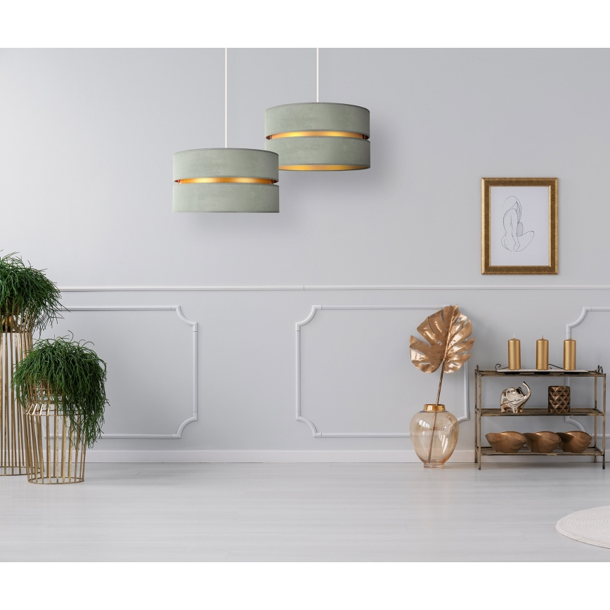 Duolla - Lámpara colgante DUO 1xE27/15W/230V diá. 40 cm verde claro/dorado