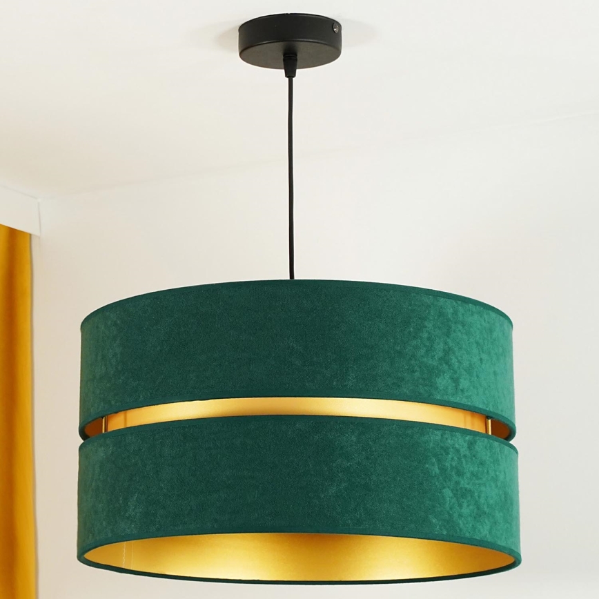 Duolla - Lámpara colgante DUO 1xE27/15W/230V diá. 40 cm Verde/dorado