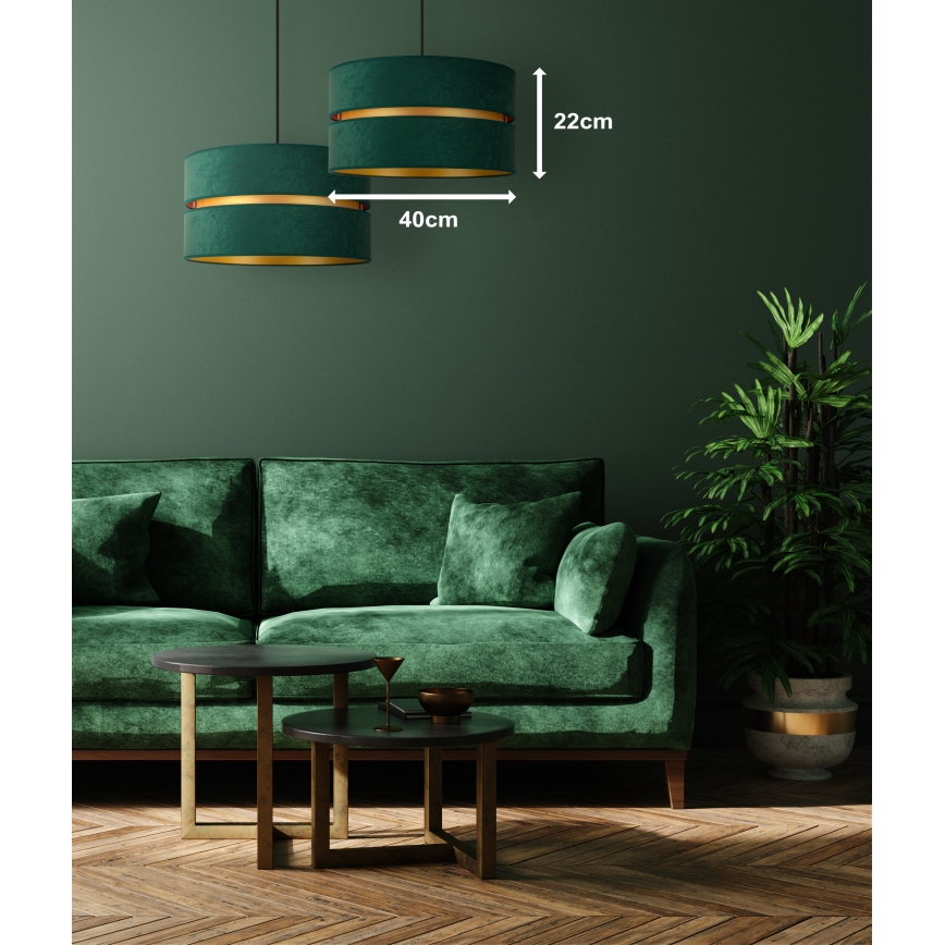 Duolla - Lámpara colgante DUO 1xE27/15W/230V diá. 40 cm Verde/dorado