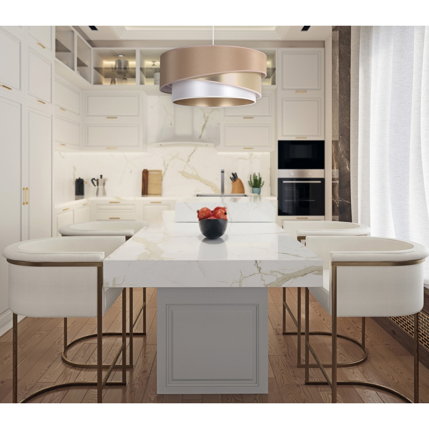 Duolla - Lámpara colgante KOBO 1xE27/15W/230V diá. 45 cm beige/dorado/blanco