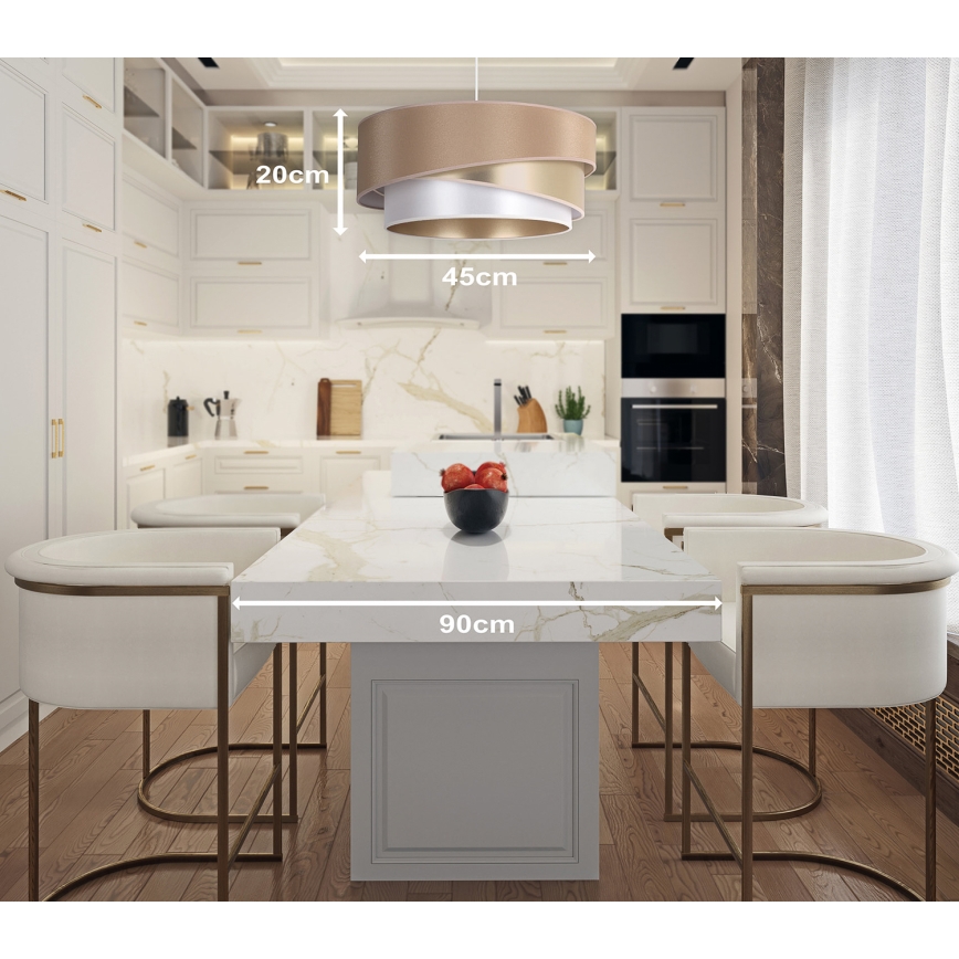 Duolla - Lámpara colgante KOBO 1xE27/15W/230V diá. 45 cm beige/dorado/blanco