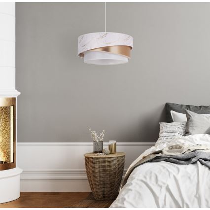 Duolla - Lámpara colgante KOBO 1xE27/15W/230V diá. 45 cm blanco/rosa dorado