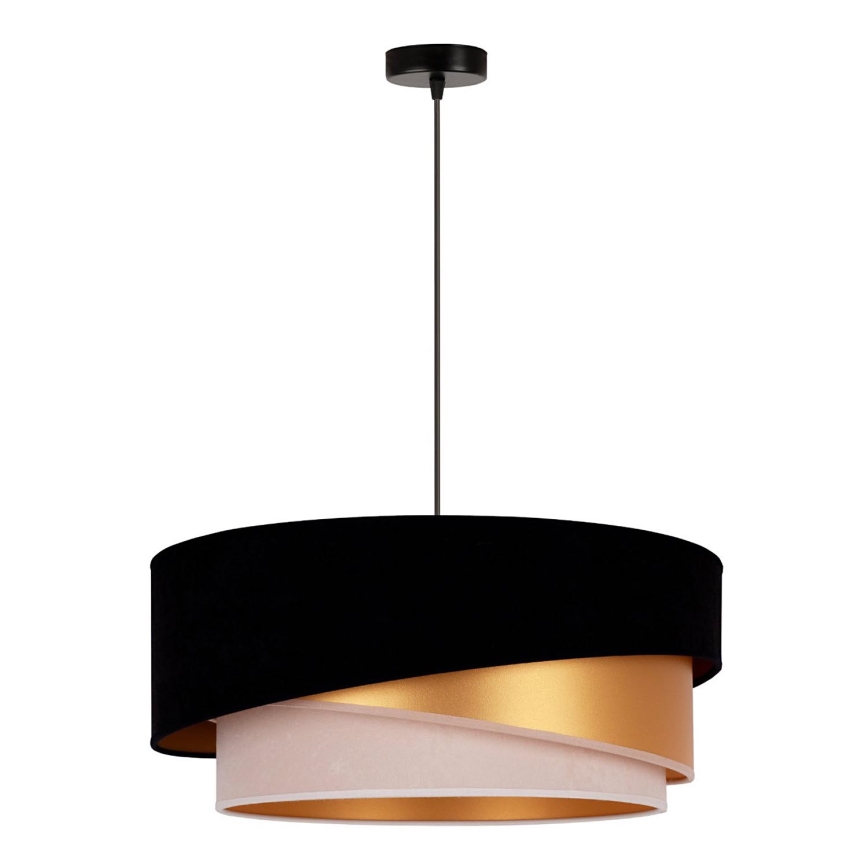 Duolla - Lámpara colgante KOBO 1xE27/15W/230V diá. 45 cm negro/dorado/color crema