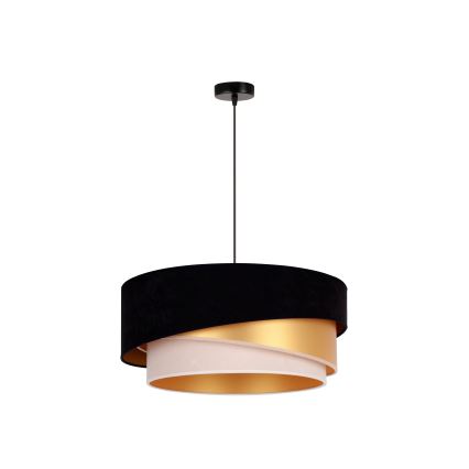Duolla - Lámpara colgante KOBO 1xE27/15W/230V diá. 45 cm negro/dorado/color crema