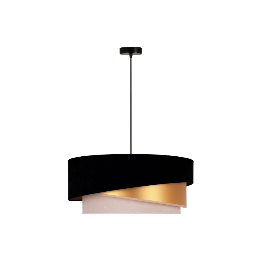 Duolla - Lámpara colgante KOBO 1xE27/15W/230V diá. 45 cm negro/dorado/color crema