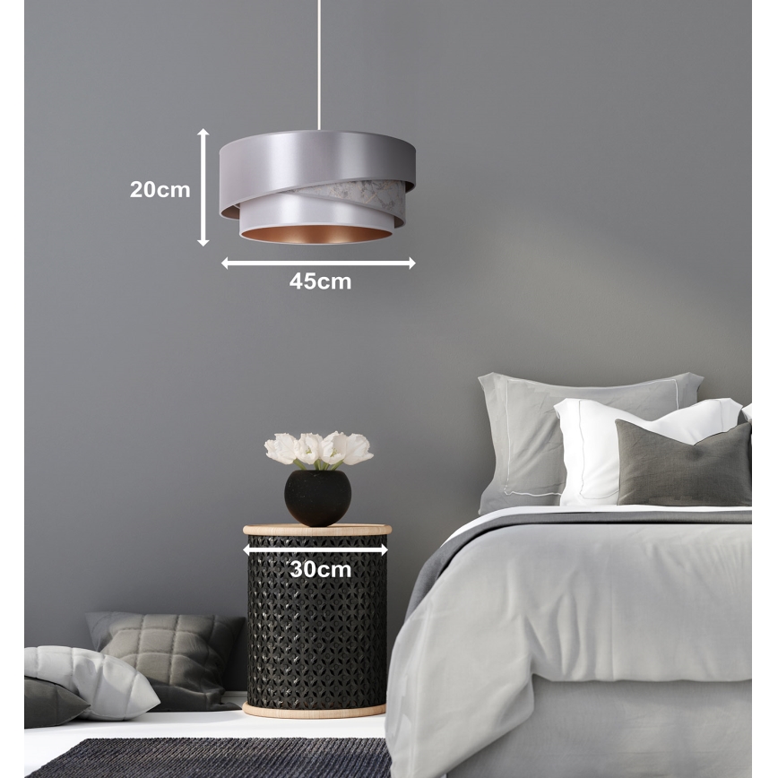 Duolla - Lámpara colgante KOBO 1xE27/15W/230V diá. 45 cm plata/dorado