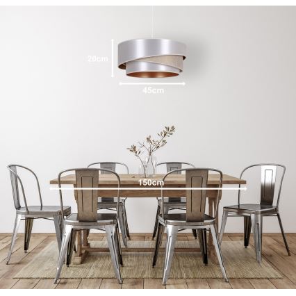 Duolla - Lámpara colgante KOBO 1xE27/15W/230V diá. 45 cm plata/dorado