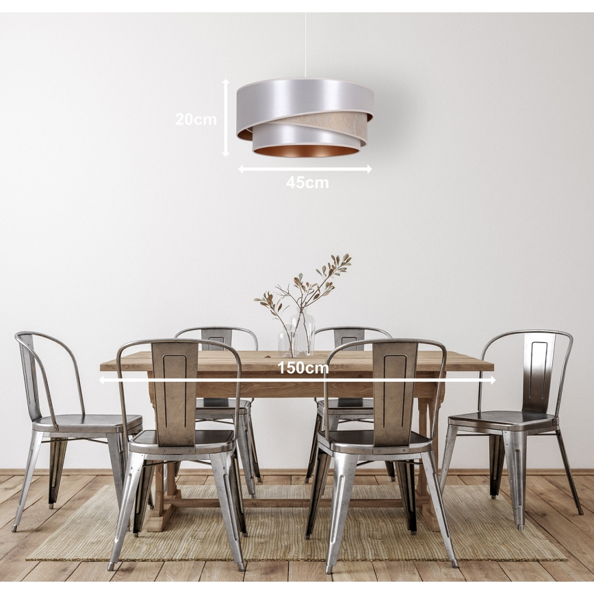 Duolla - Lámpara colgante KOBO 1xE27/15W/230V diá. 45 cm plata/dorado