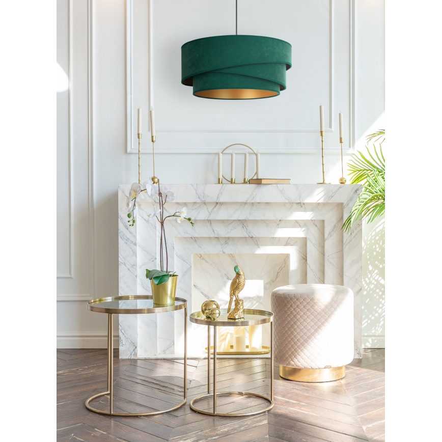 Duolla - Lámpara colgante KOBO 1xE27/15W/230V diá. 45 cm verde/dorado