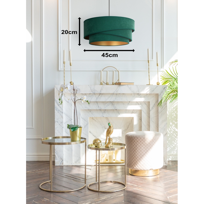 Duolla - Lámpara colgante KOBO 1xE27/15W/230V diá. 45 cm verde/dorado