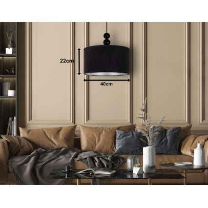 Duolla - Lámpara colgante LYON 1xE27/15W/230V diá. 40 cm negro