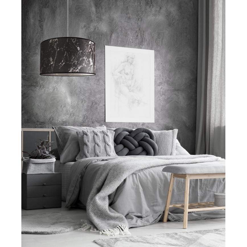 Duolla - Lámpara colgante MARBLE 1xE27/40W/230V diá. 45 cm negro/blanco