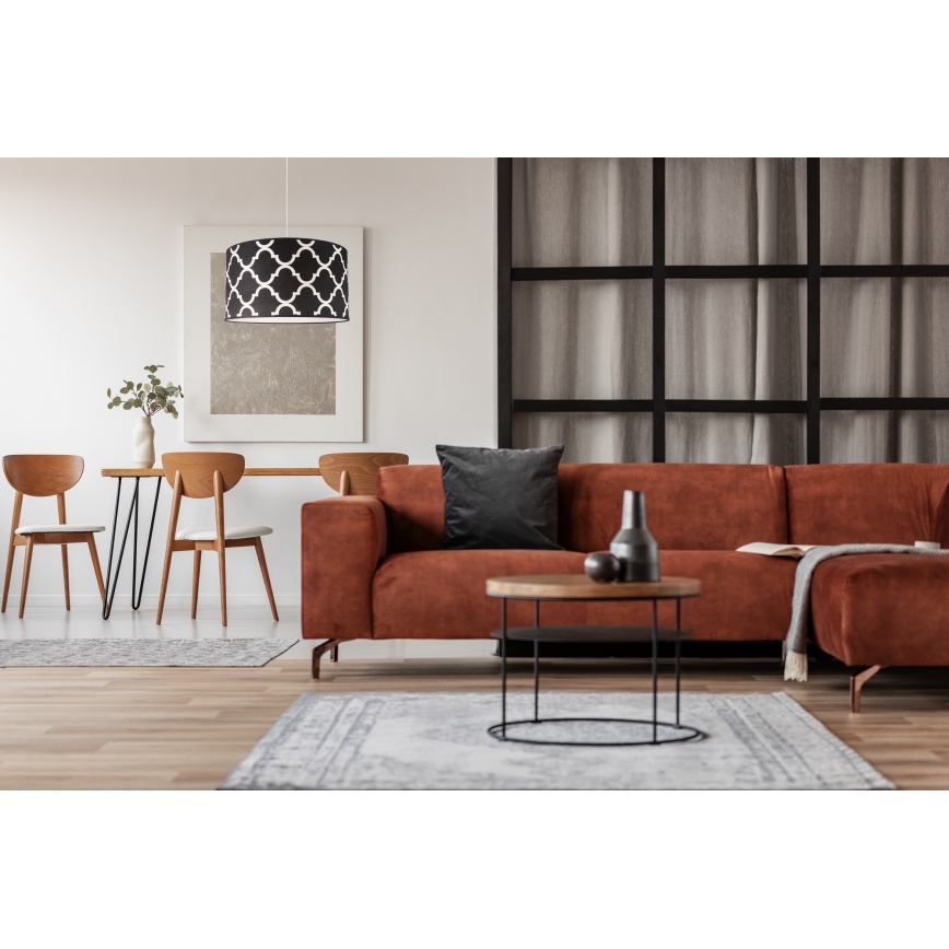 Duolla - Lámpara colgante MAROKO 1xE27/40W/230V diá. 45 cm negro/blanco