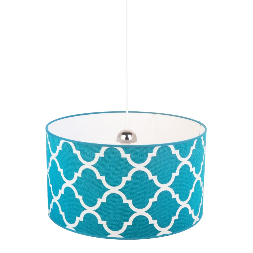 Duolla - Lámpara colgante MAROKO 1xE27/40W/230V diá. 45 cm turquesa/blanco