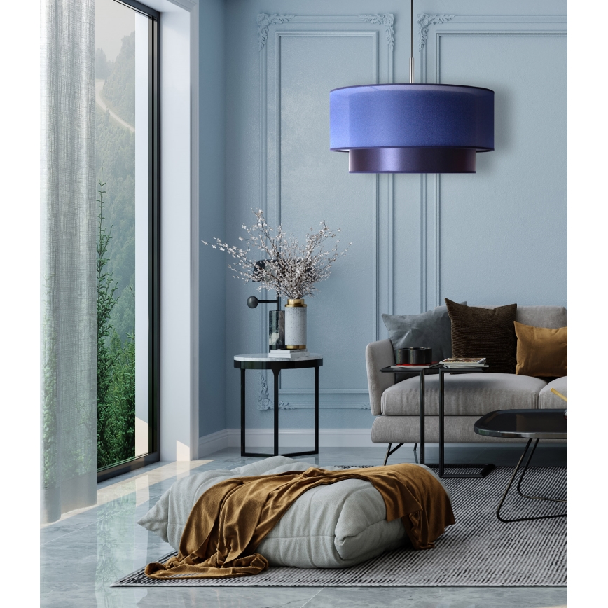 Duolla - Lámpara colgante NANTES 1xE27/15W/230V diá. 45 cm azul/plata